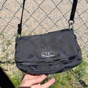 coach cross body long strap khaki and black vintage grunge couture bag